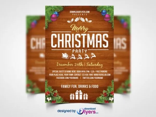 Border Christmas Party Flyer Template 1