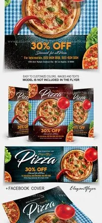 Border Circle Pizza Flyer and Facebook Cover Templates 1