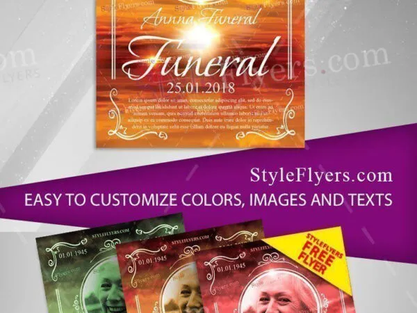 Border Classic Funeral Flyer Template 1