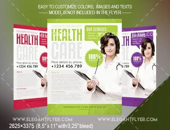 Border Clean Bold Health Care Flyer and Facebook Cover Templates 1