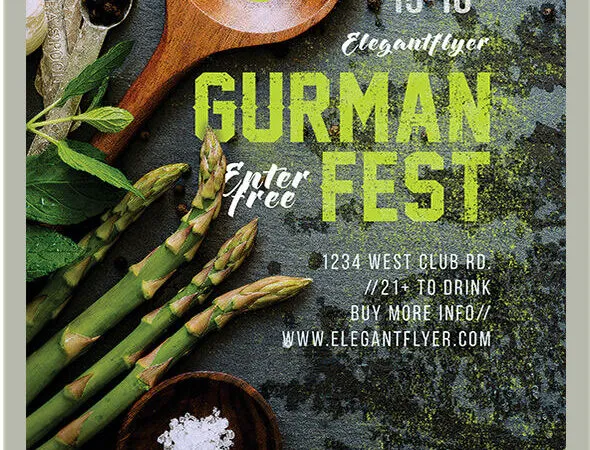 Border Creative Food Festival Flyer Template and Facebook Cover 1