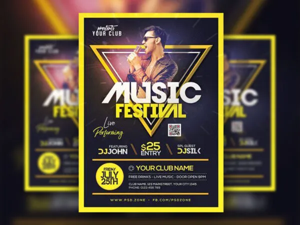 Border DJ Music Festival Flyer Template 1