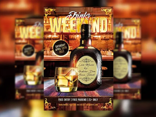 Border Drink Party Flyer Template 1