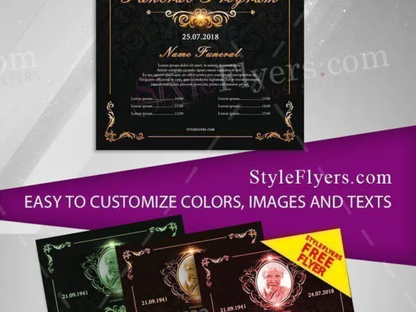 Border Elegant Funeral Flyer Template 1