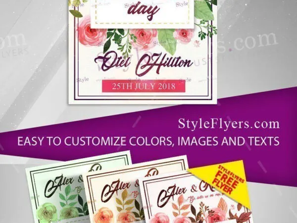 Border Floral Wedding Flyer Template 1