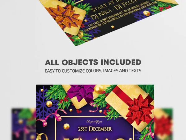 Border Golden Christmas Celebration Flyer Template 1