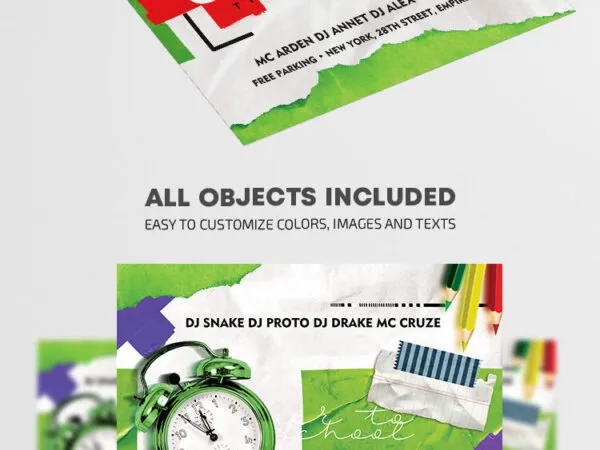 Border Green Back To School Flyer Template 1