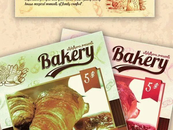 Border Grid Illustrated Bakery Flyer Template 1