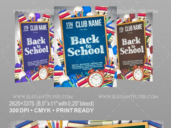 Border Illustrated Back To School Flyer and Facebook Templates 1
