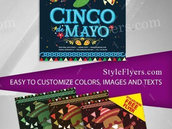 Border Illustrated Cinco de Mayo Flyer Template 1