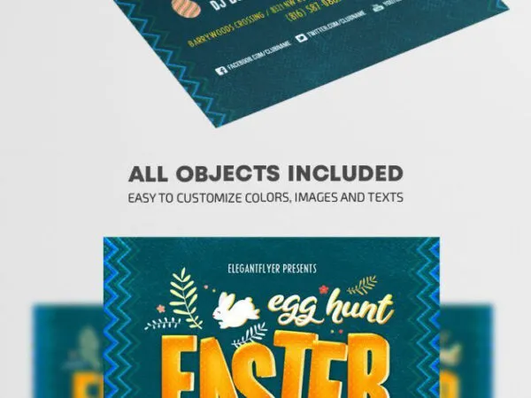 Border Illustrated Easter Egg Hunt Flyer Template 1
