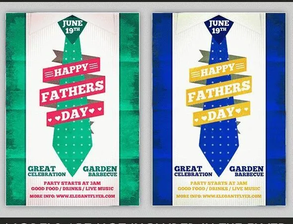 Border Illustrated Fathers Day Flyer Template and Facebook Cover 1