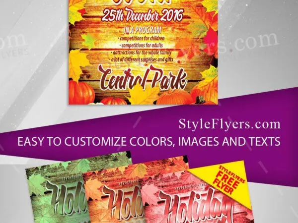 Border Leafy Autumn Event Flyer Template 1