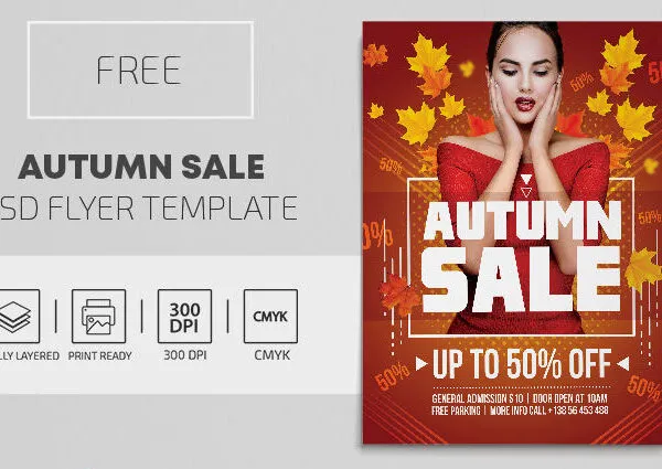 Border Leafy Autumn Sale Flyer Template 1