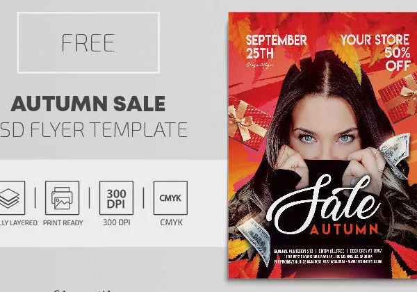 Border Luxury Autumn Sale Flyer Template 1