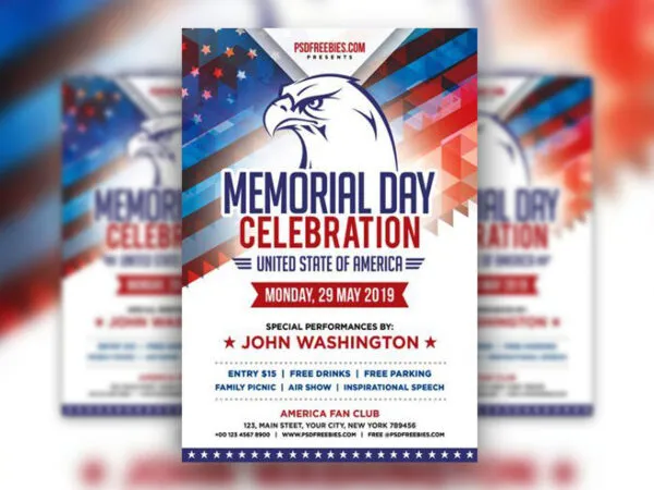 Border Modern America Memorial Day Event Flyer Template 1