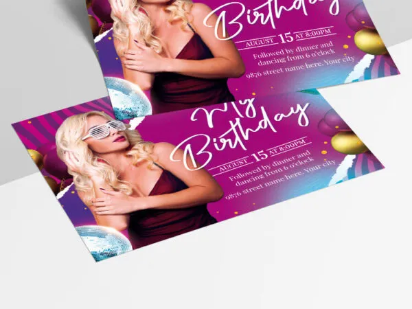 Border Modern Birthday Party Flyer Template 1