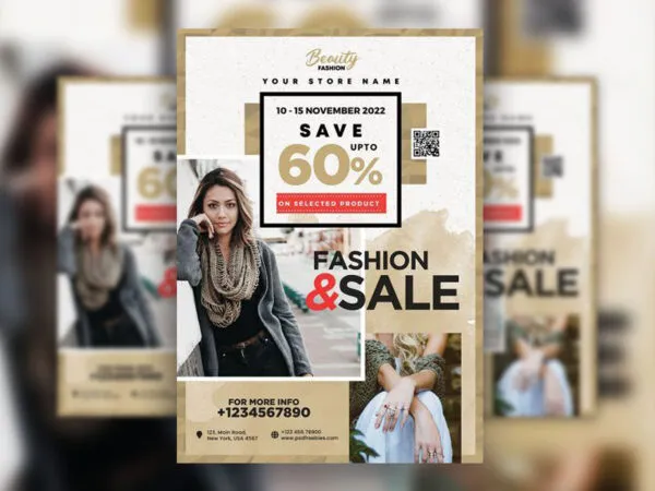 Border Modern Fashion Sale Flyer Template 1