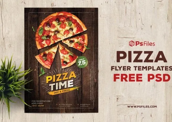 Border Modern Pizza Flyer Template 1