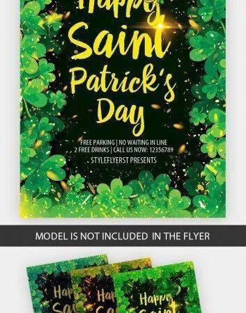 Border Modern St. Patricks Day Flyer Template 1