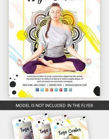 Border Modern Yoga Center Flyer Template 1