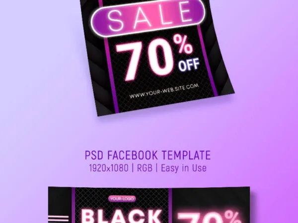Border Neon Black Friday Flyer and Facebook Cover Templates 1