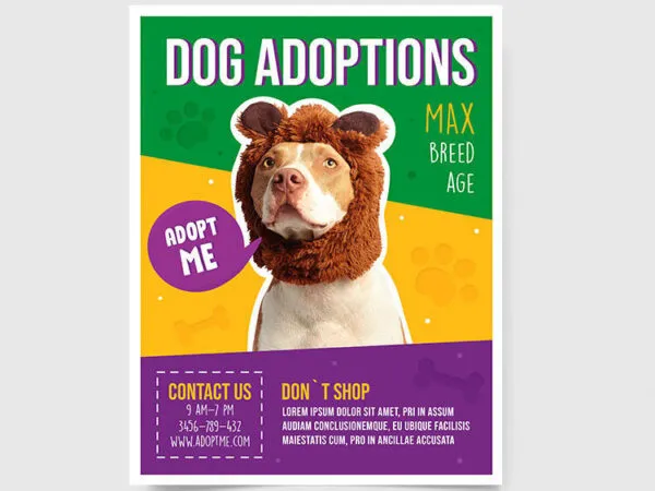 Border Playful Dog Adoptions Flyer Template 1