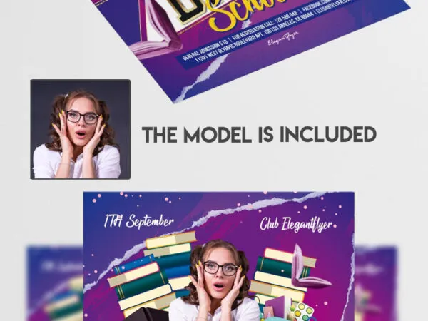 Border Purple Back To School Party Flyer Template 1
