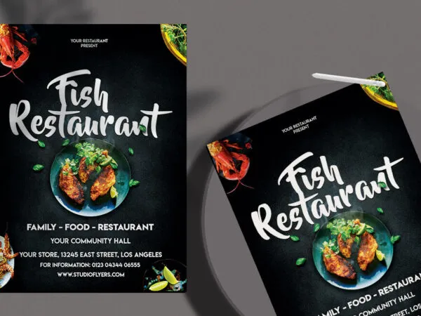 Border Sea Food Restaurant Flyer Template 1