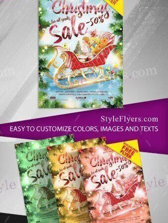 Border Sparkly Christmas Sale Flyer Template 1