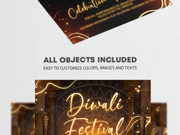 Border Sparkly Diwali Festival Flyer Template 1