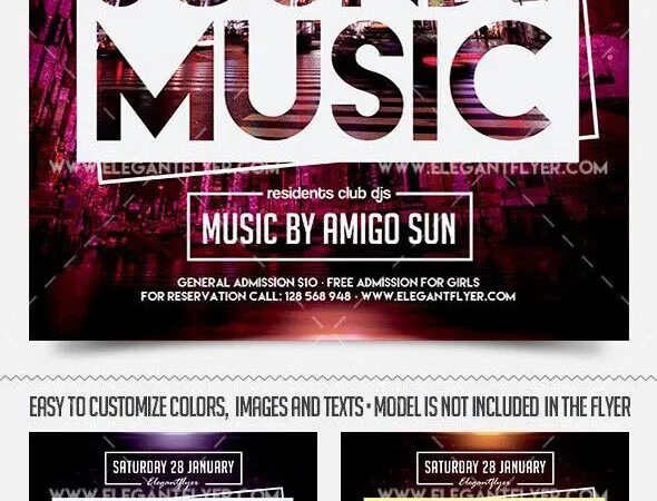 Border Urban Bold Music Event Flyer Template and Facebook Cover 1