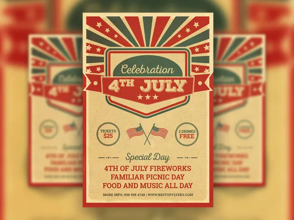 Border Vintage 4th of July Flyer and Facebook Cover Templates 1 1