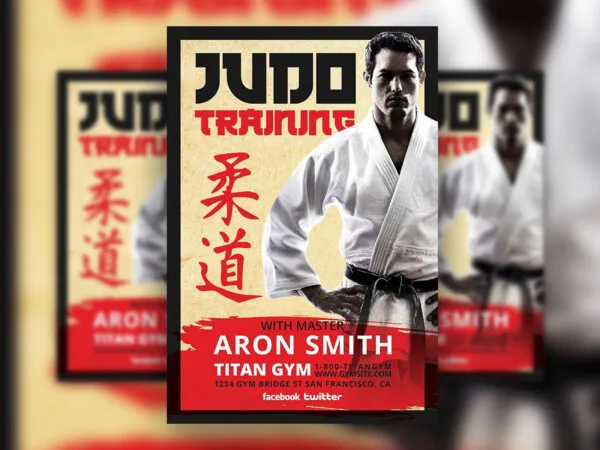 Border Vintage Judo Training Flyer Template 1