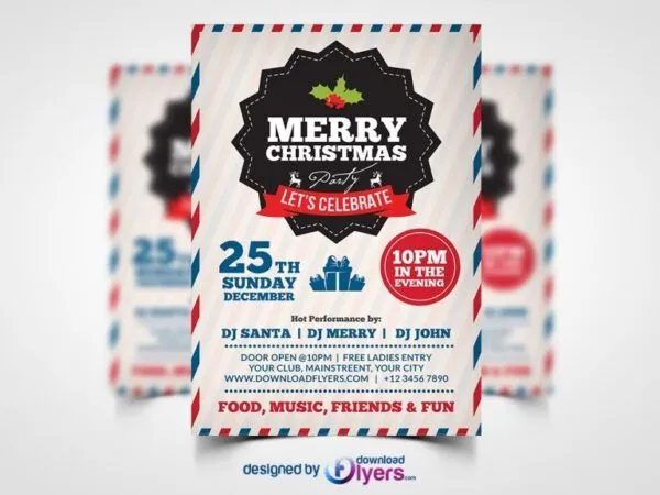 Bordered Christmas Party Flyer Template 1