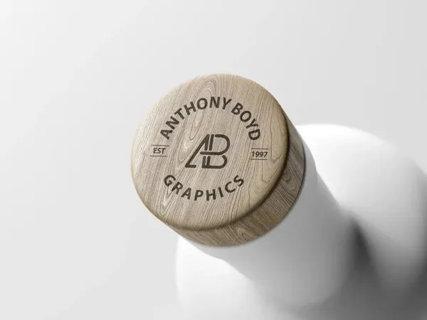 Bottle Top with Matte Wooden Look Mockup 1