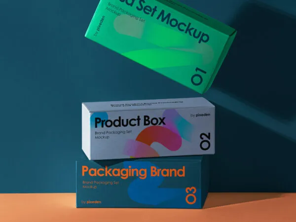 Boxes Packaging Mockup in Facing View 1
