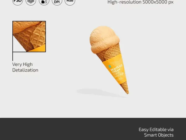 Brand Ice Cream Cone Mockup in 3 Sights 1