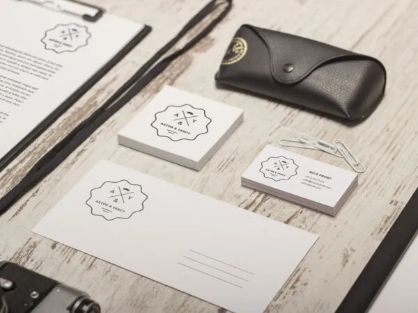 Brand Identity Mockup on a Retro Background 1