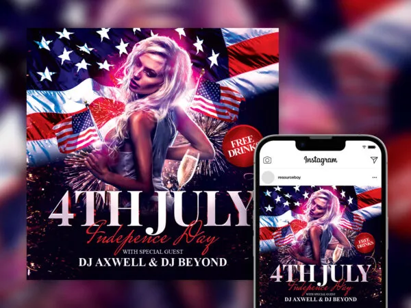 Brand New Sparkly 4th of July Instagram Post Template 1