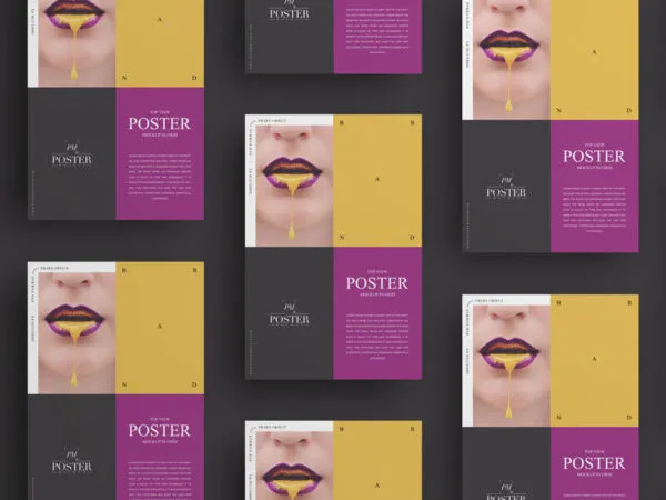 Brand Top View Poster Mockup In Grid 1