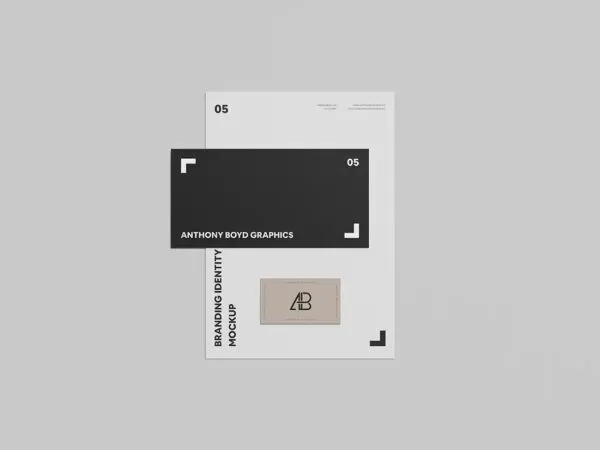 Branding Identity Paper with Card Mockup 1