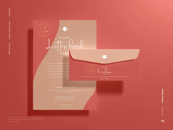 Branding Standard Size Letterhead and Envelope Mockup 1