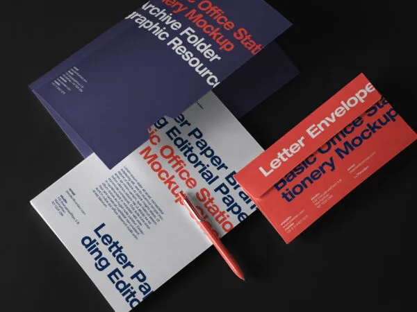 Branding Stationery Items Mockup Featuring a Paper and Folder 1