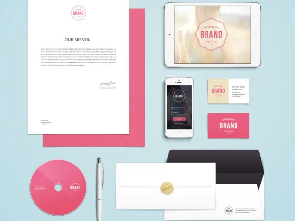 Branding Stationery Mockup with iPhone 5 and iPad 1
