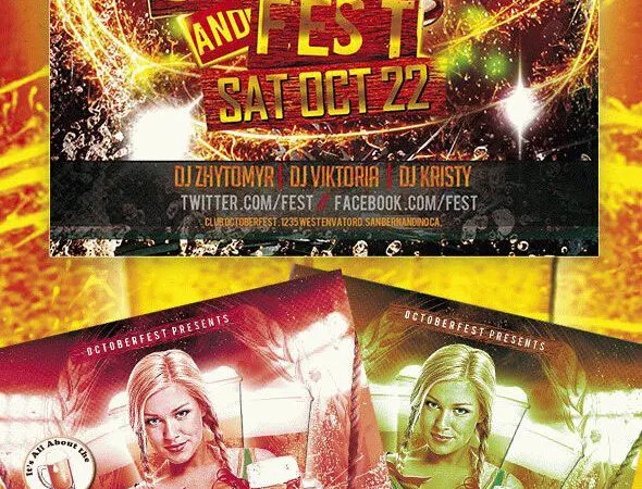 Bright Beer Oktoberfest Party Flyer Template 1