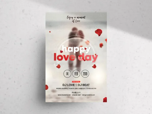 Bright Blurry Modern Valentines Day Party Flyer Template 1