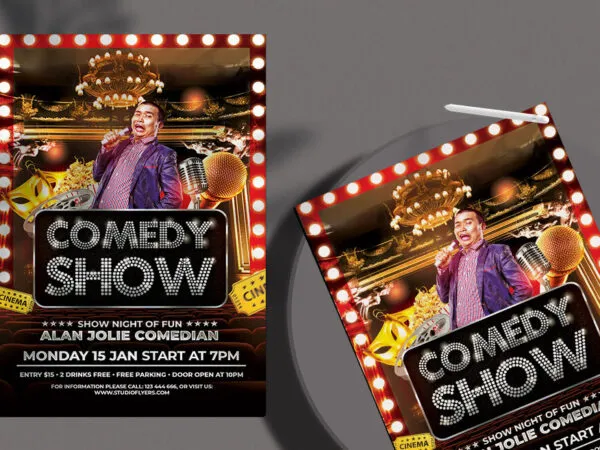 Bright Classic Comedy Show Flyer Template 1