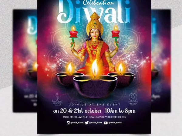 Bright Colorful Diwali Flyer Template 1