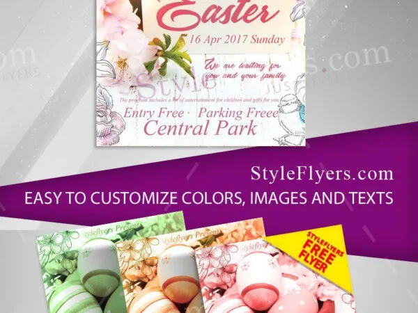 Bright Colorful Easter Celebration Flyer Template 1